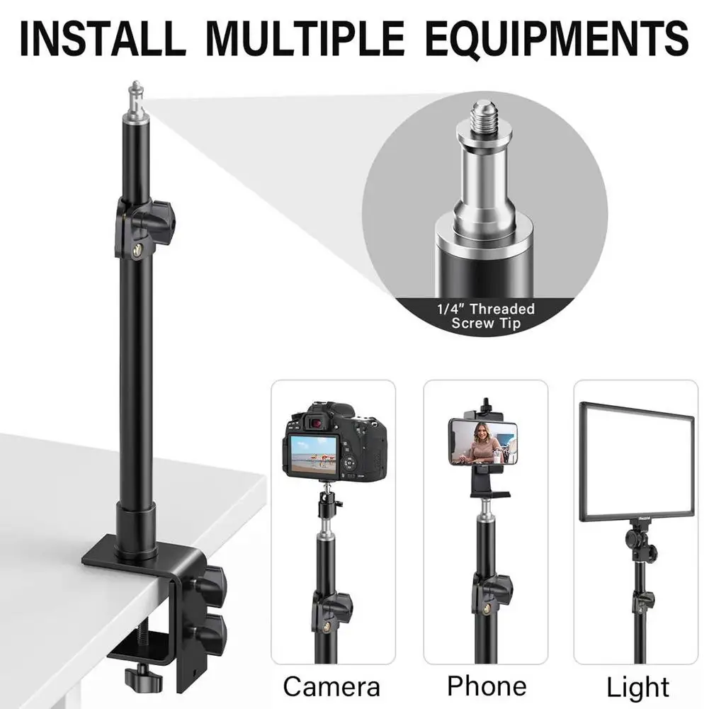 

2021 NEW Mobile Phone Accessories Cellphone Grip Holder Stand Adjustable Desk Mount Light Stand 12.9-22inch C Clamp Mount Stand