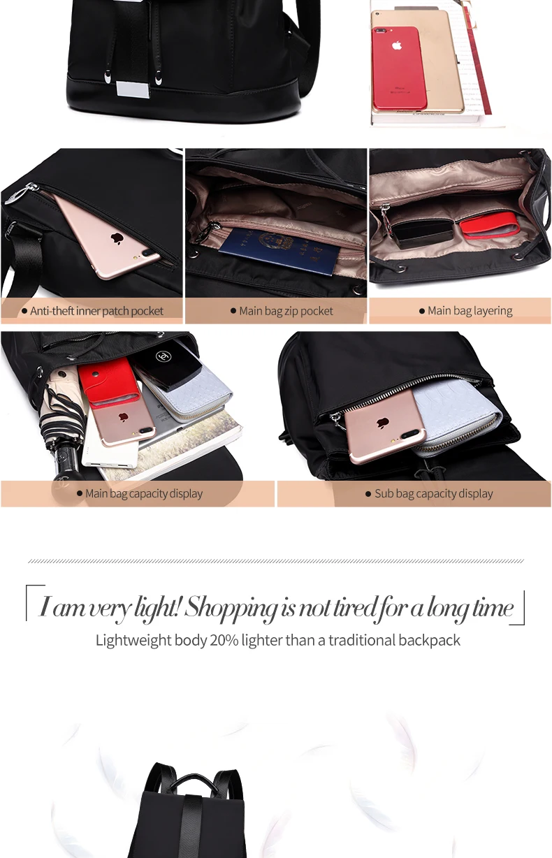 hot! Women's Backpack Student Bag Teen Girl Nylon Buckle Design Black Femme Mochila Women's Backpack Fashion Sac A Dos