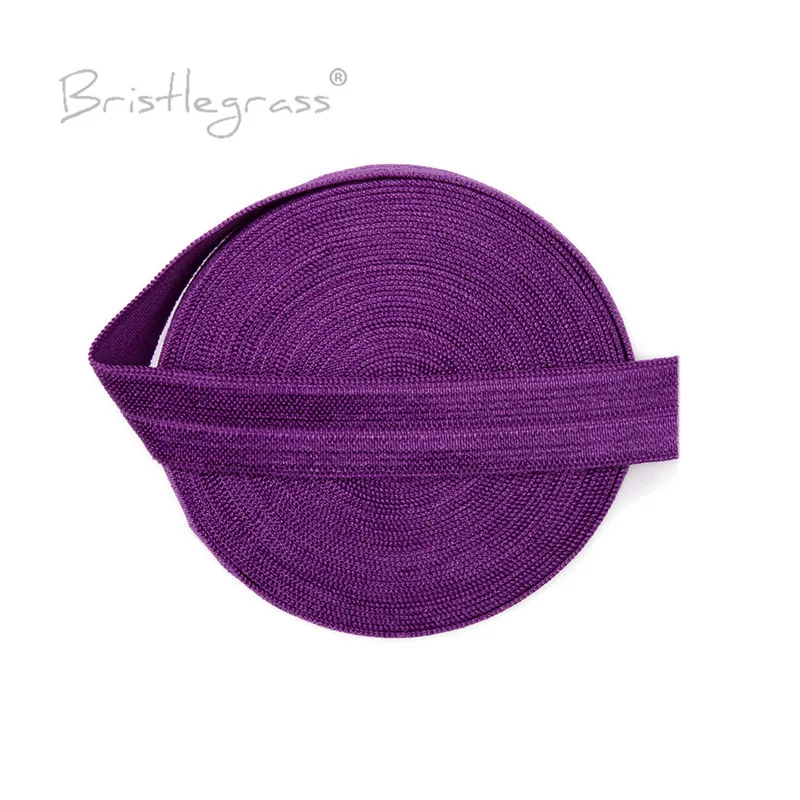 

BRISTLEGRASS 5 Yard 5/8" 15mm Purple Color FOE Fold Over Elastic Spandex Satin Kid Hairband Headband Lace Trim DIY Sewing Notion