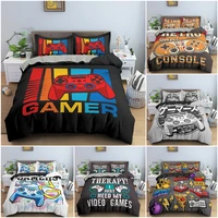 gamer bedding set luxury retro game handle duvet cover queen size teens boys girls gamepad printed quilt comforter covers 23pcs