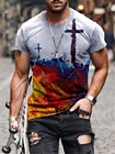 Летняя Новинка 2021, модная футболка в стиле Харадзюку с этническим принтом и круглым вырезом, Мужская футболка оверсайз в стиле ретро с коротким рукавом