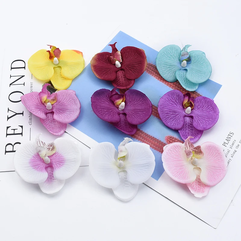 10 Pieces Orchid head Girl festival artificial flowers home decoration accessories candy box scrapbooking brooch vases wedding | Дом и сад