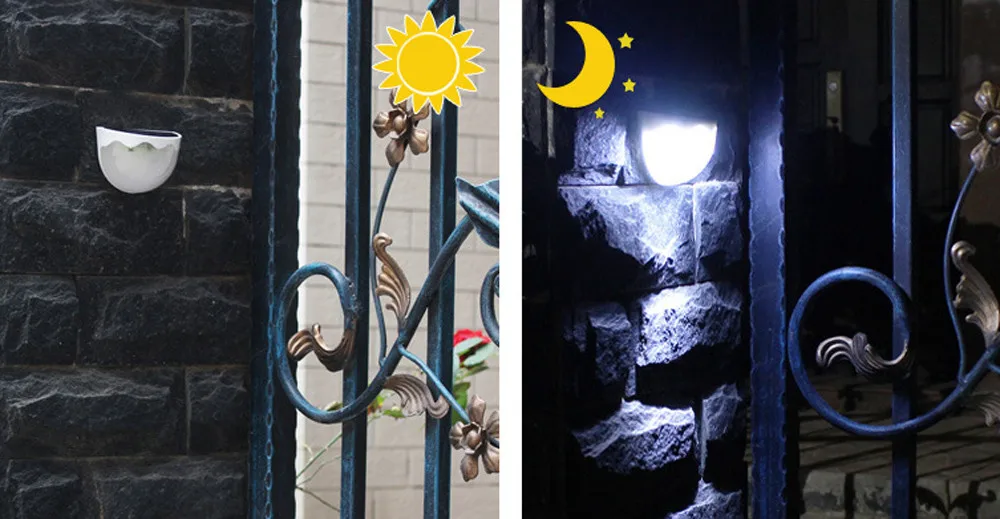 Bzoosio Waterproof Solar Power Light Sensor 6 LED Wall Outdoor Garden Fence White Yellow Lamp Automatically Bright B1 | Лампы и