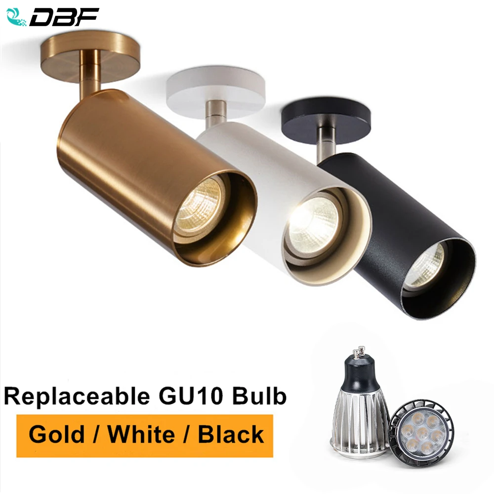 

[DBF]360 Degree Rotatable Surface Mounted Ceiling Downlight with 7W GU10 Bulb Replaceable LED Spot Light for Kitchen Living room