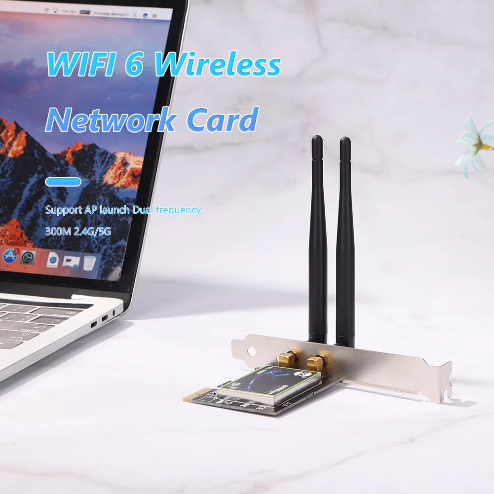 

2,4/5G Беспроводной Wi-Fi адаптер для рабочего стола двухдиапазонный PCI-E 1X Беспроводная сетевая карта Ethernet WiFi6 адаптер конвертер