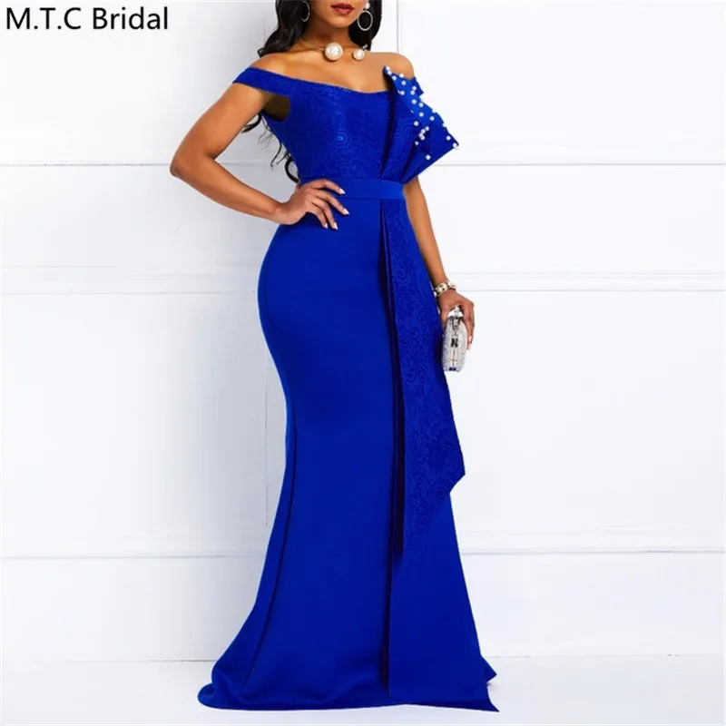 Длинное Красное платье-Русалка с открытыми плечами и жемчужинами | Свадьбы