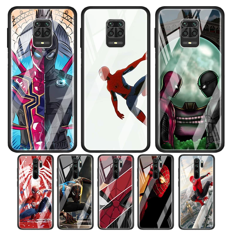 

The Spiderman Marvel Tempered Glass Cover For Xiaomi Redmi Note 10 10S 9 9T 9S 8T 8 9A 9C 8A 7 Pro Max Phone Case