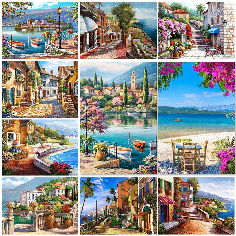 

GATYZTORY Paint By Numbers For Adults Kids Seaside Picture Drawing Home Decor Landscape Coloring On Canvas Modern Artwork