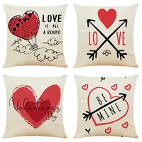 valentines day love print cushion cover decorative pillows cartoon seat cushions home decor flax throw pillow sofa pillowcase