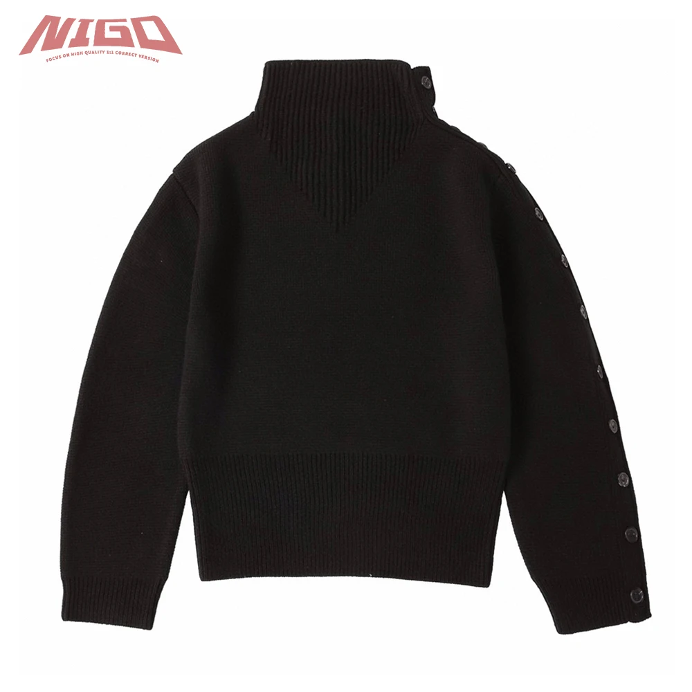 

NIGO 21ss осенне-зимний вязаный свитер с пышными рукавами на пуговицах # nigo3215