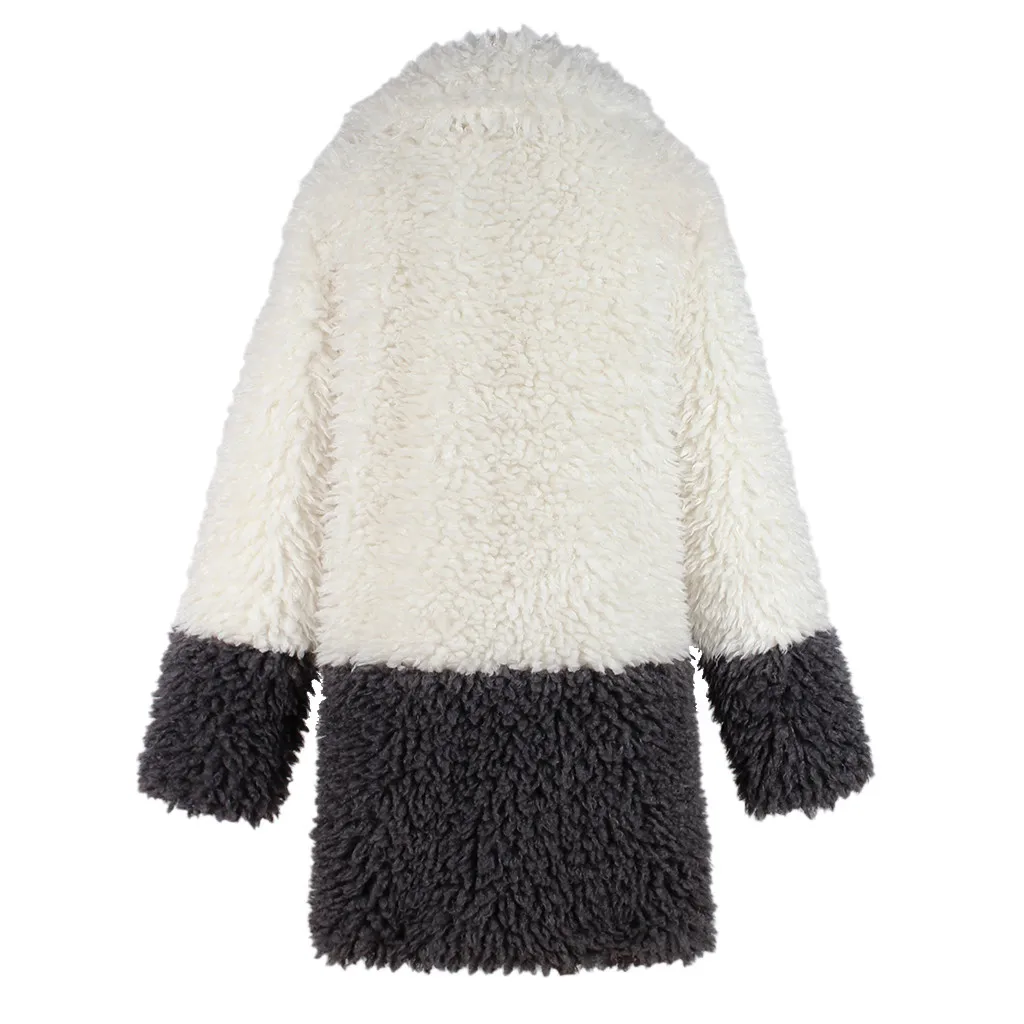 

Turn-Down Collar Faux Fur Fleece Long Coat Womens Winter Warm Faux Fur Long Outerwear Woman Plush Overcoat