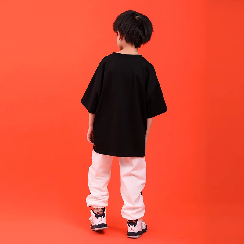 

Boys And Girls Casual Outfit Sports Suits Two Pieces Clothing Set For Children Black White Hiphop Dance Costumes Clothes 2021