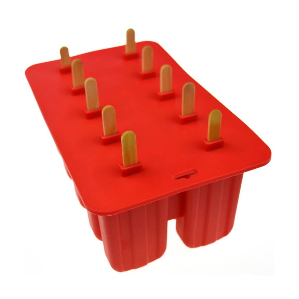 

10 Cell Large Capacity Ice Cream Mold With Sticks Ice Cream Mold Lolly Maker Tools DIY Homemade Popsicle Silicone Mold