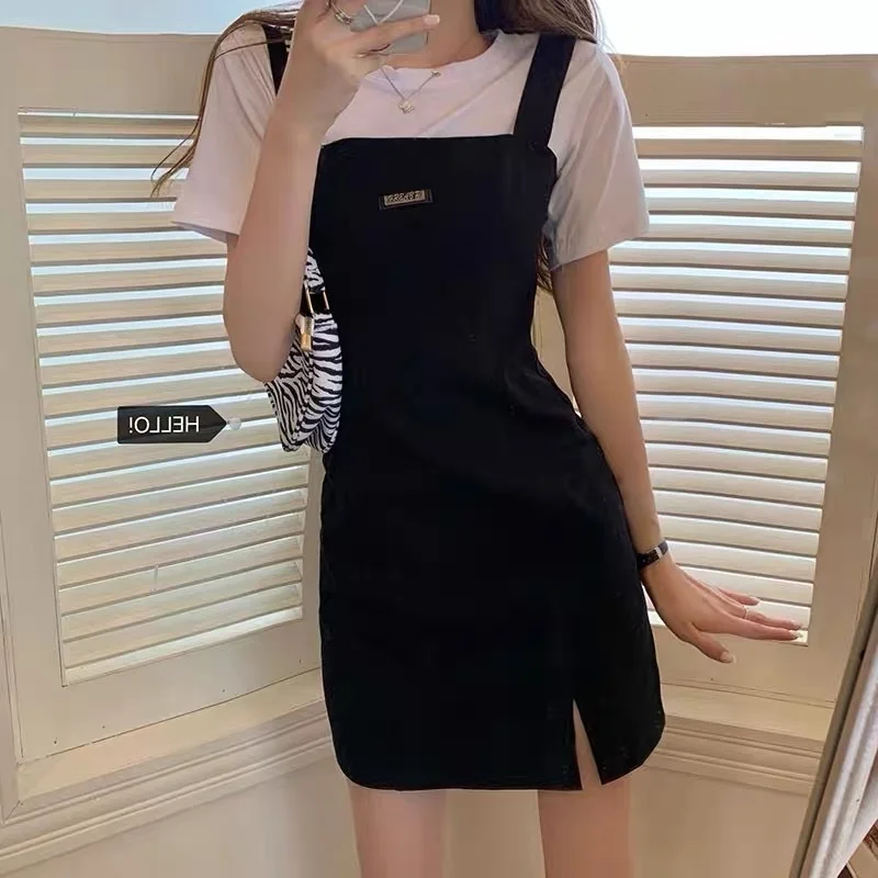 

Темпераментное облегающее повседневное корейское платье, новая летняя женская одежда, популярный дизайн для девушек, Топ в стиле Харадзюку...