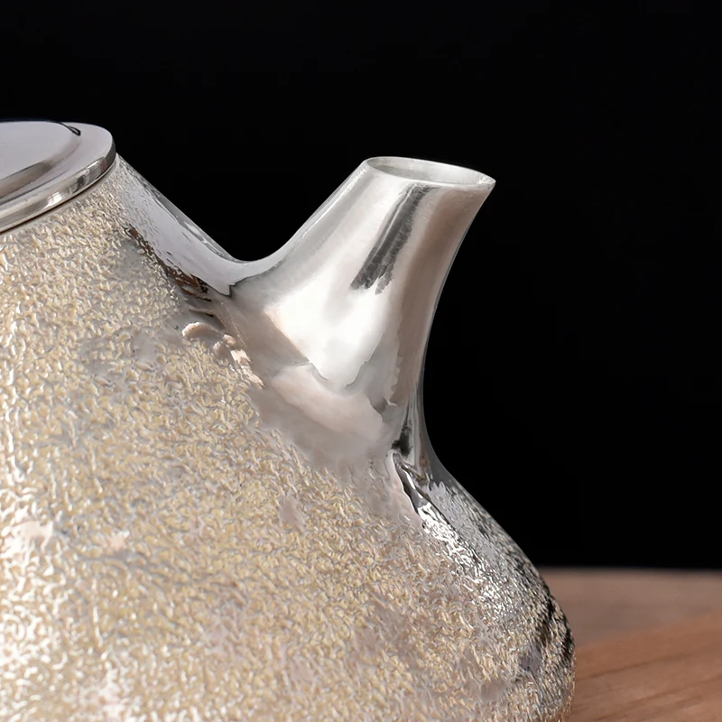 

Ag999 Sterling Silver Teapot Hand-Forged Shi Piao Kitchen Utensils Built-in Filter Handmade Coffee Tea Pot