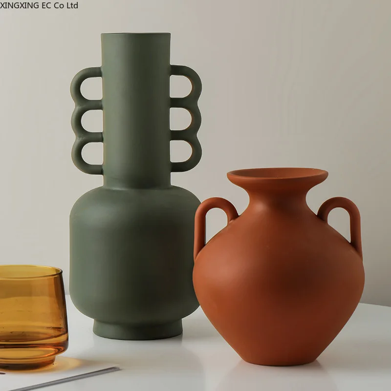 

Керамическая ваза в скандинавском стиле, простое искусство, для гостиной, для сухих цветов, ваза для украшения, Креативные аксессуары для ук...