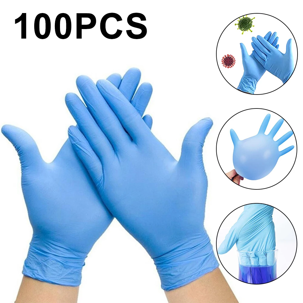

100Pcs/Lot Nitrile Material Disposable Gloves Blue Disposable Laboratory Household Cleaning Gloves Protect Hand Nitrile Boxed
