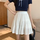 Милая плиссированная юбка HOUZHOU, женская белая Лолита, милая Лоскутная мини-юбка с оборками и высокой талией, летняя корейская мода, школьница