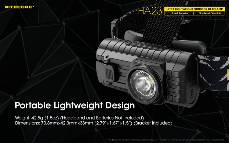 NITECORE HA23 головной свет CREE XP-G2 S3 светодиодный налобный фонарь Портативный легкий дизайн Durable18650 световая головка для спорта на открытом воздухе