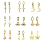 Тонкий Huggies Серьги-кольца с крестиком для женщин мужчин браслеты с подвесками петля геометрической формы глаз молнии простые серьги для Свадебная вечеринка ювелирные изделия