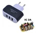 Универсальное зарядное устройство с 3 USB-портами, 2 А, евровилка, быстрая зарядка, умное зарядное устройство, адаптер для iphone, Samsung, Huawei, планшетов