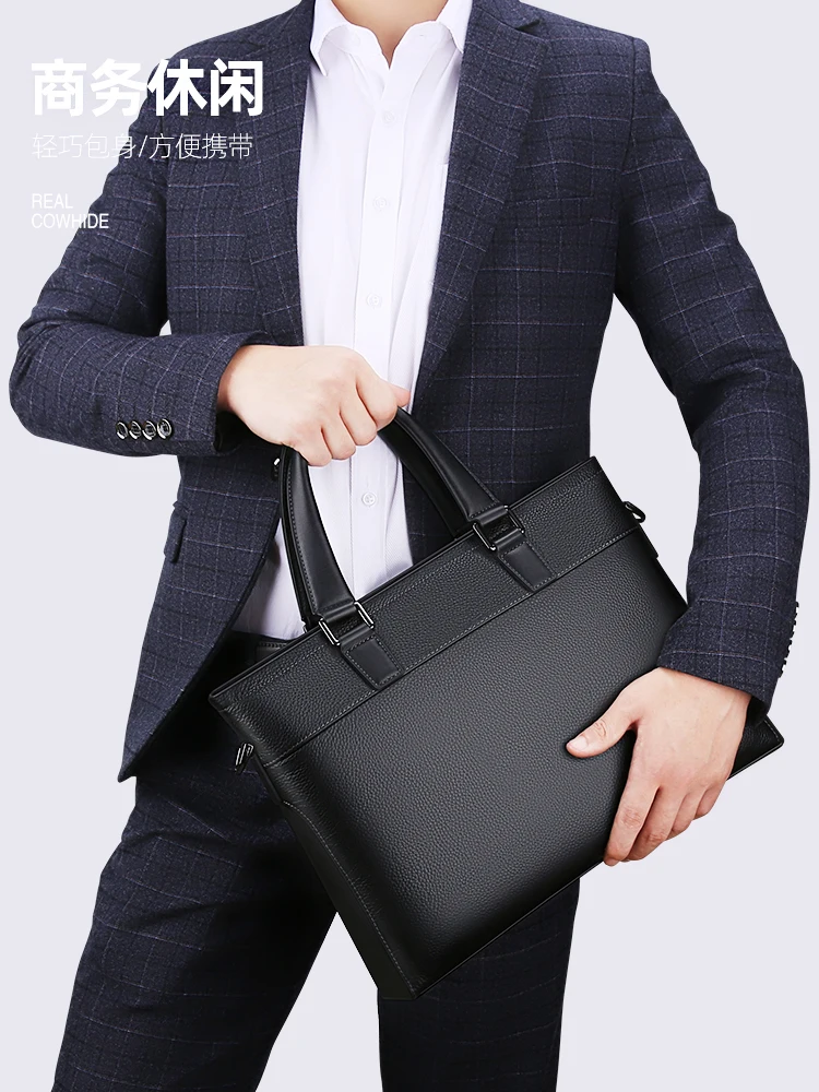 Men's Real-Leather Bag Handbag Men's Crossbody Bags Business Cattle Leather Bag Leisure Business Business Briefcase