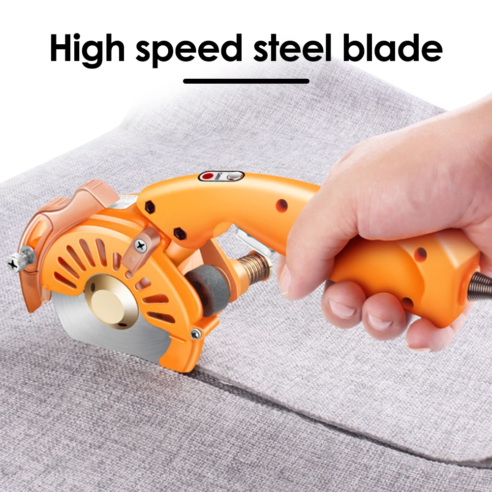 

Fabric Cut Machine 100mm Rotating 27mm Cutting Height Electric Orange Knife Sharpening Cutter Cotton Cloth Electrical Scissors