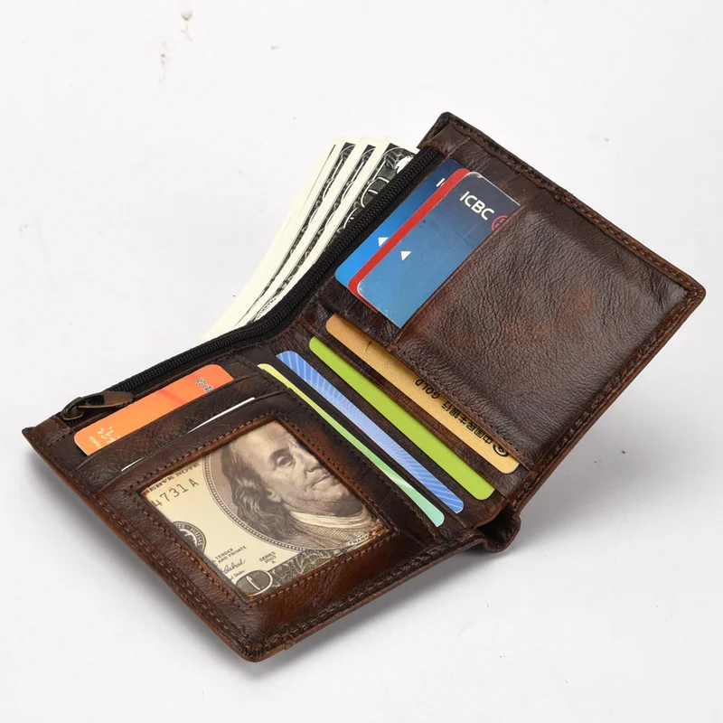 Мужские Винтажные кошельки из натуральной кожи Отделяемый держатель для карт