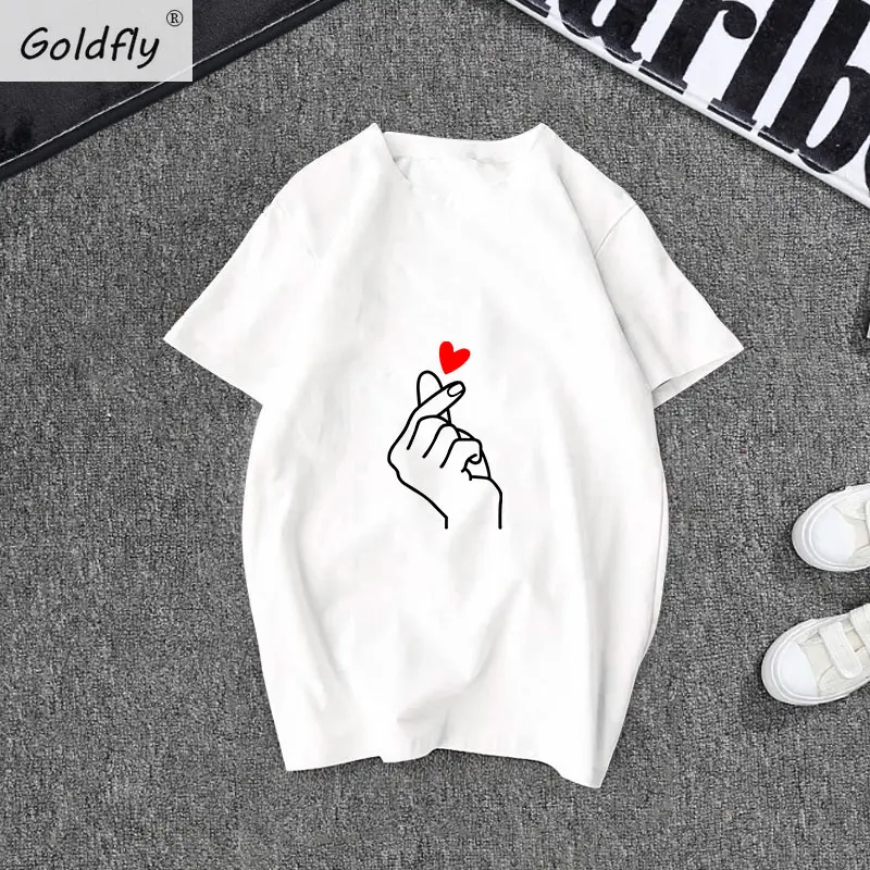 Новинка хлопковая футболка с короткими рукавами и принтом Love You модные