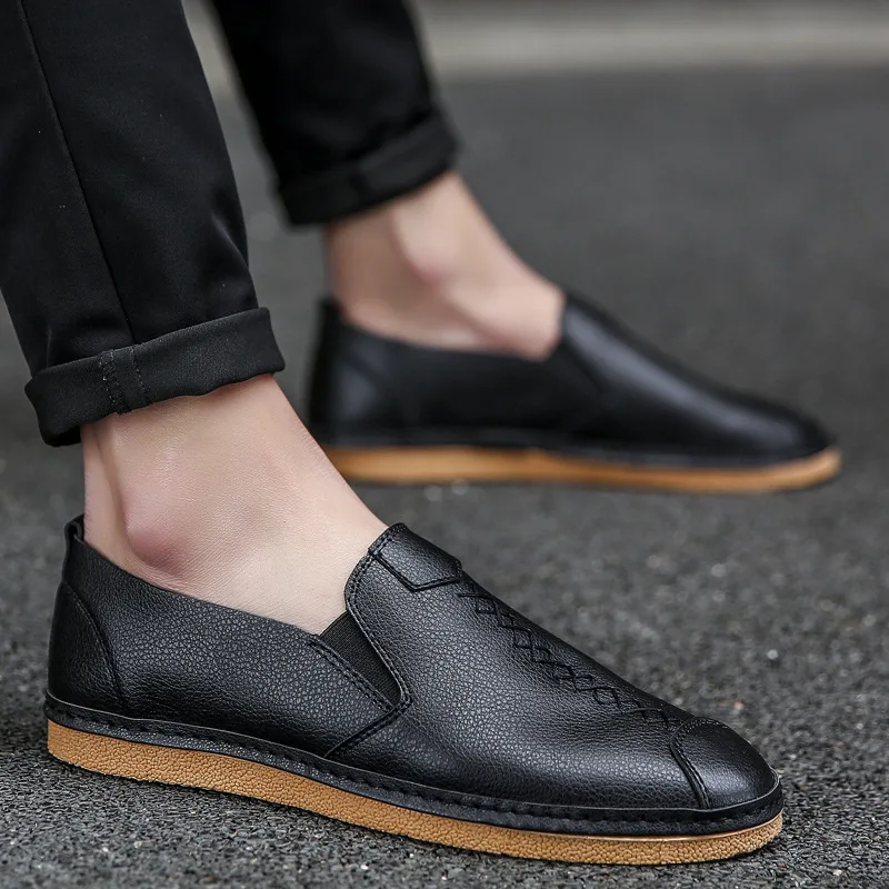 B31 black Новинка года; сезон весна; модные мужские лоферы; цвет красный, белый, черный; кожаная мужская повседневная обувь; дышащая обувь ручной работы на плоской подошве; мужские кроссовки - Цвет: B31 black