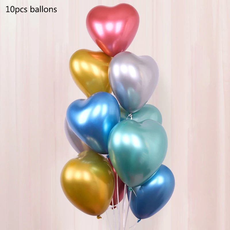 10pcs 12inch 10 шт. металлический латексный блестящий шар золотой шар для дня рождения, вечеринки, свадьбы, украшения для детского душа, вечерние украшения - Цвет: 10pcs 12inch