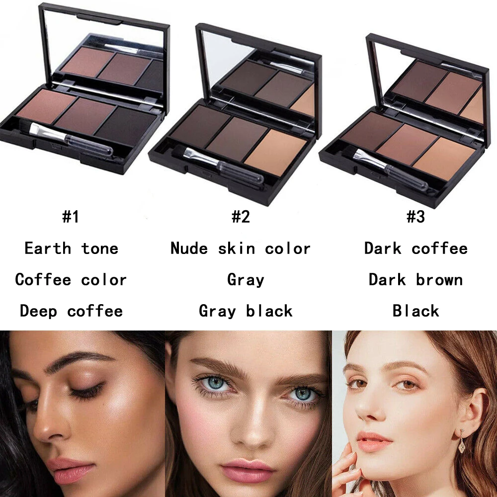 3 цвета палитра пудры для бровей косметический усилитель водостойкие тени