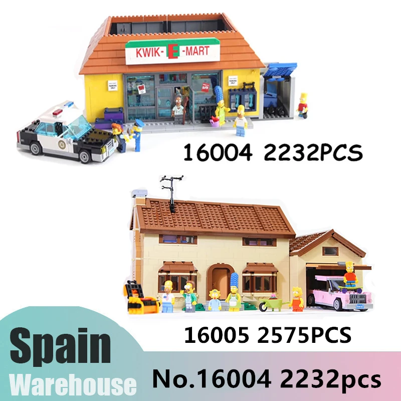 Lepinblocks 16005 16004 игрушка из фильма город создатель Kwik-E-Mart король друг дом строительные блоки 71006 71016 игрушки Дети король подарок