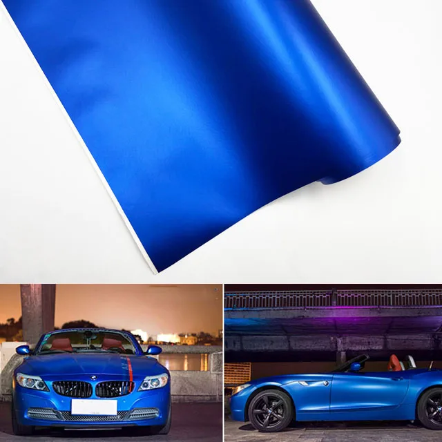 

The newest Blue Metallic Matt Vinyl wrap Car Wrap With Air Bubble Free Chrome Red Matt Film Vehicle Wrapping Sticker Foil