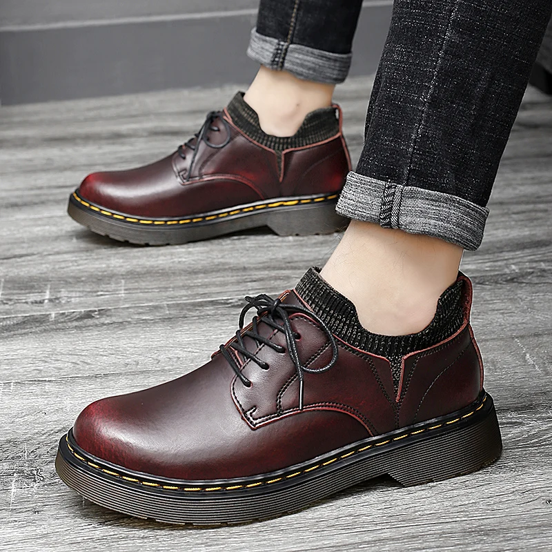 

WEH Work shoes 2021 New Mens Shoes Genuine Leather Casual Shoes British Style Brand Fashion Flats Men Footwear Shoe Oxford
