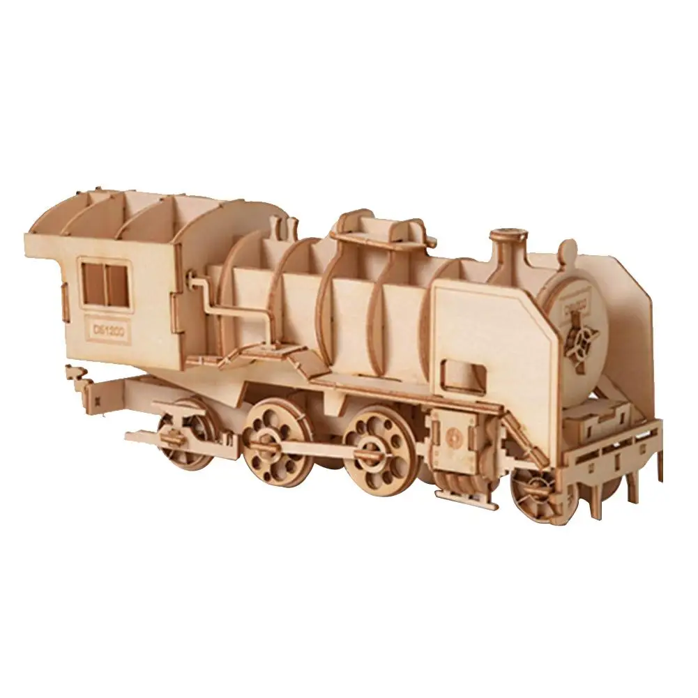 Steam train Наборы моделей для лазерной резки, корабельная игрушка, 3D деревянная головоломка, сделай сам, игрушки, животные, сборка, ремесло, украшение стола, игрушка для детей, детей, взрослых - Цвет: Steam train