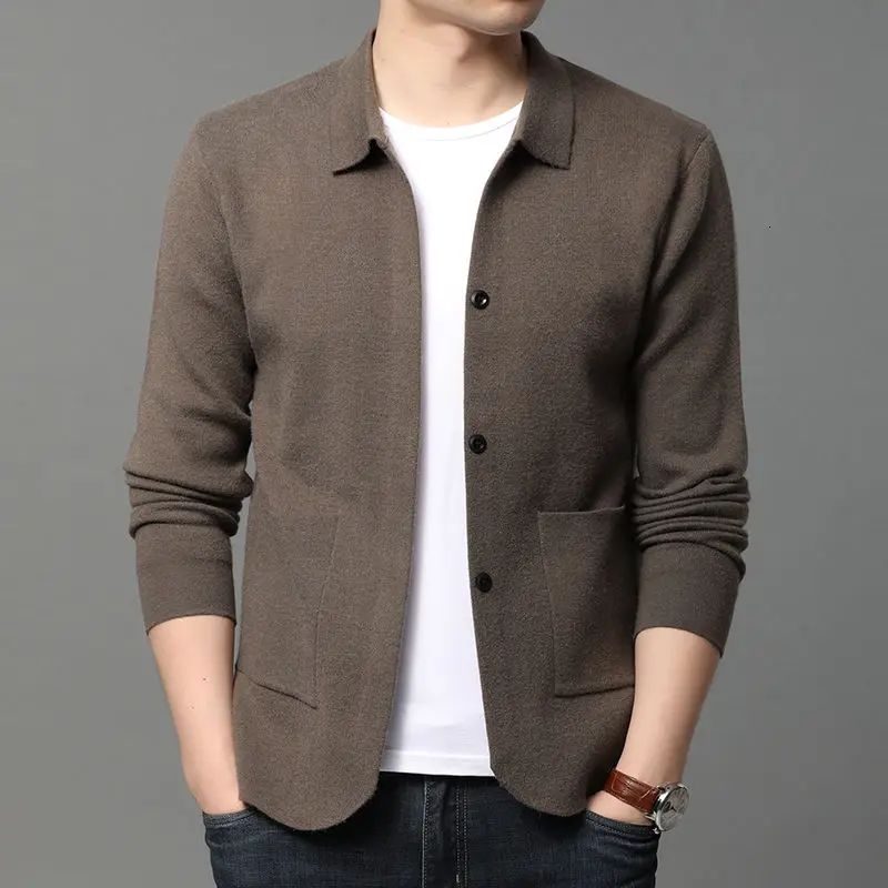 

Men's Jacket 2020 Autumn winter new slim solid color knit cardigan jacket jacket loose casual personality youth men's wear
