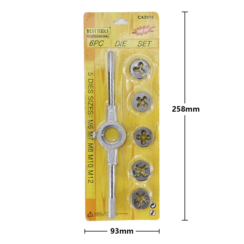 6pcs Set 6 шт./8 шт. M3 M4 M5 M6 M7 M8 M10 M12 набор гаечных ключей метрический кран и штамповочный набор из легированной стали резьба набор ручных инструментов кран с винтовой резьбой - Цвет: 6pcs Set