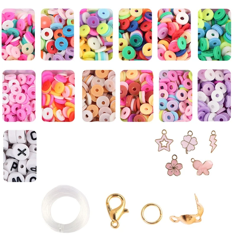 

Bohemian Bracelet Set Polymer Clay Beads Necklace Earring DIY Craft Kit For Women Soft Pottery Colorful Holiday Beach Bracelet