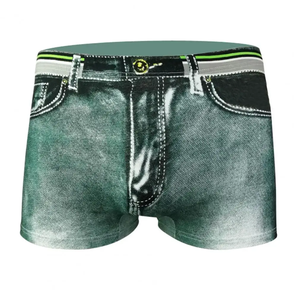 

Boxer Underwear 3D Cowboy Printed Dollar Pocket Men Underpants Skin-friendly Fake Jeans Stretchy Boxer Briefs Inside Wear