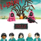 Новые Фигурки из игры кальмар, строительные блоки 8 шт.лот, розово-зеленый, популярные корейские Игрушки 123 для детей, рождественские подарки на день рождения