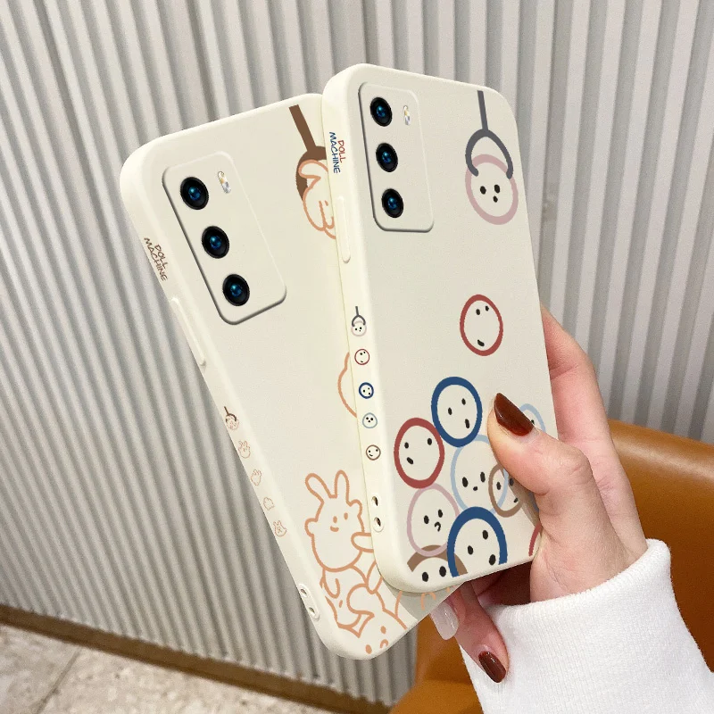 

Rectangle Dall Pattern Phone Case For Huawei P40 P40Lite P40pro P30 P30Lite P20 Pro Mate 40 40Pro 30 20 Liquid Silicone Cover