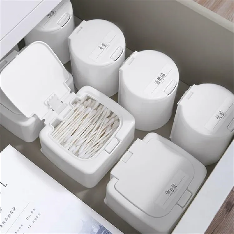 

Makeup Cotton Swab Organizer Button Pop-Up Desktop Storage Box Jewelry Makeup Remover Pad Container Sundries Plastic Sorting Box