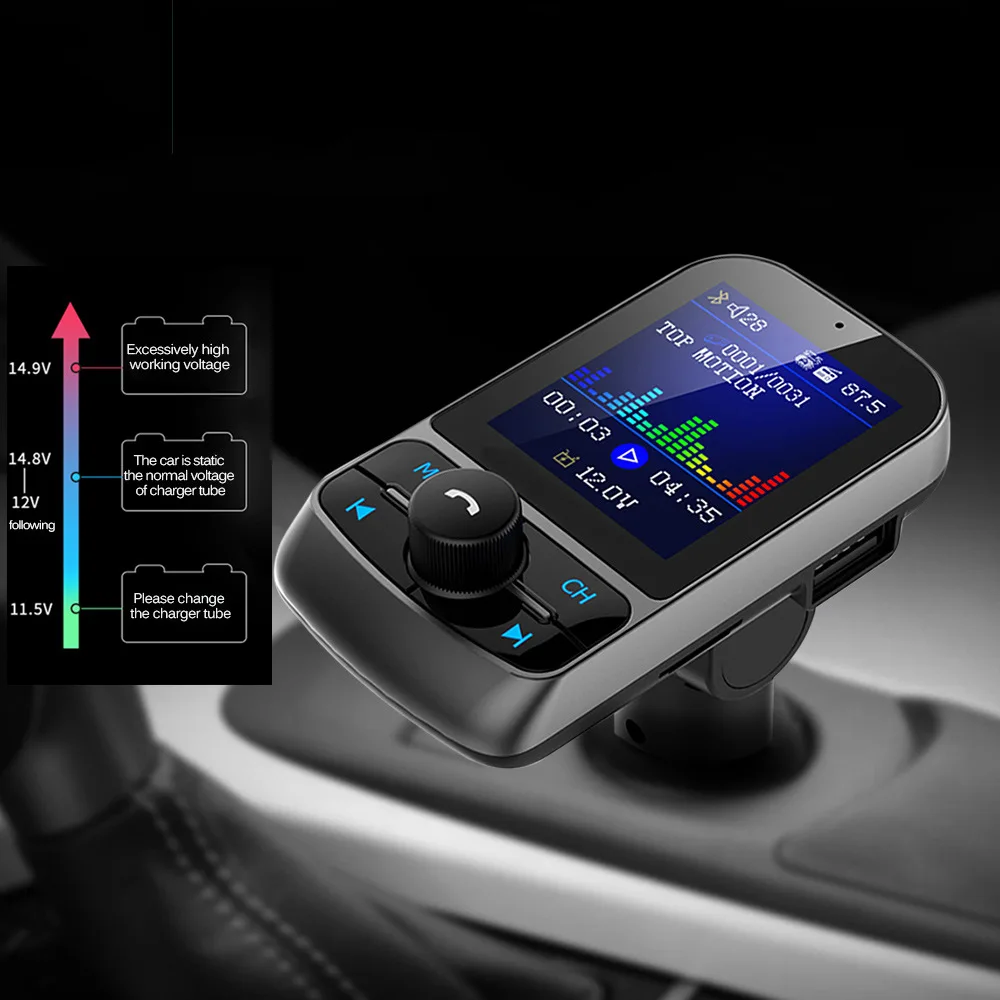 JINSERTA 1," цветной экран автомобиля Bluetooth 5,0 AUX модулятор fm-передатчик Громкая связь адаптер автомобильный mp3-плеер