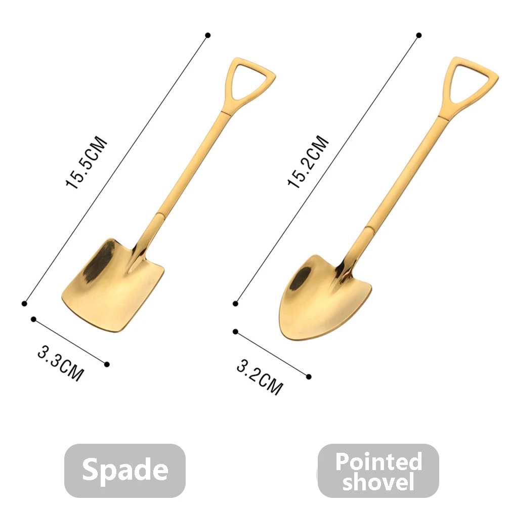

4PCS Coffee Spoon Cutlery Set Stainless Steel Retro Iron Shovel Ice Cream Spoon Scoop Spoon tea-spoon Fashion Tableware