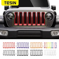 tesin car front grilles decoration cover sticker for jeep wrangler sahara jl 2018 car accessories for jeep gladiator jt 2018