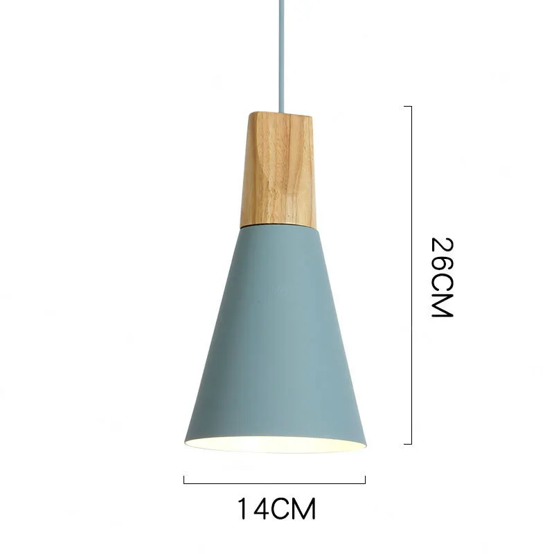 14cm Blue Современный светодиодный подвесной светильник в скандинавском стиле из дерева, для кафе, ресторана, спальни, кухни, разноцветное украшение для дома, алюминиевый светильник - Цвет корпуса: 14cm Blue