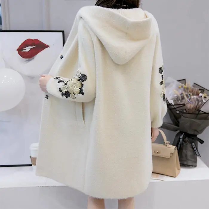 Новинка Женская Длинная Верхняя одежда пальто из искусственного меха на осень и