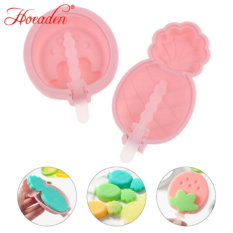 

IceCream Mold Silicone Fruit Cartoon Shaped Popsicle Mold With Lid DIY HandmadeAA