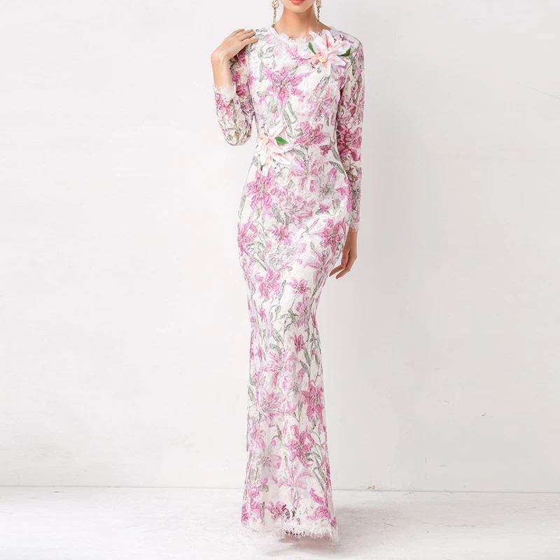 Высокое качество новая мода 2019 дизайнерское подиумное макси платье женское